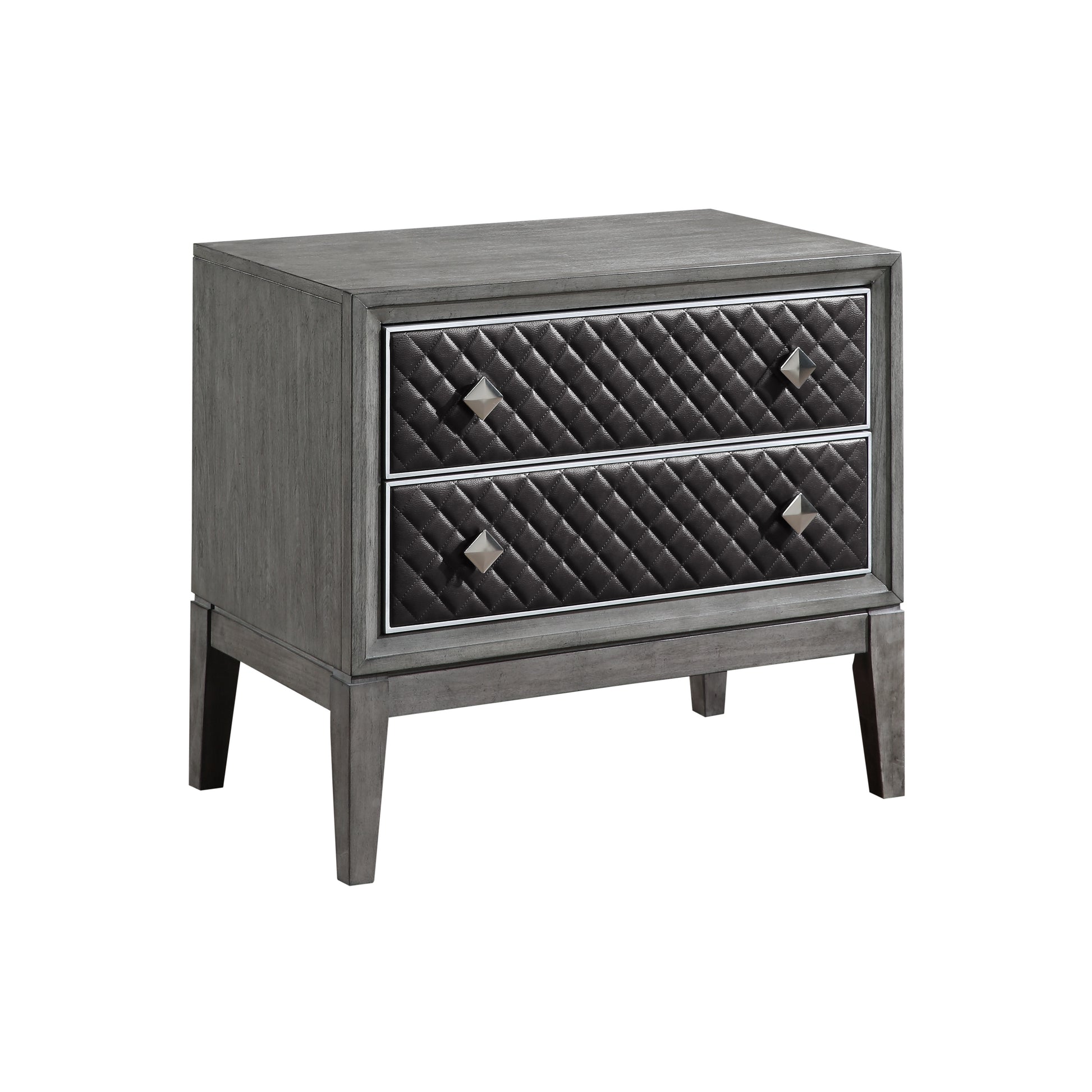 Modern Gray Nightstand with 2 Drawers - Storage & Style