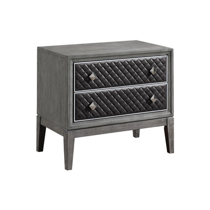 Modern Gray Nightstand with 2 Drawers - Storage & Style