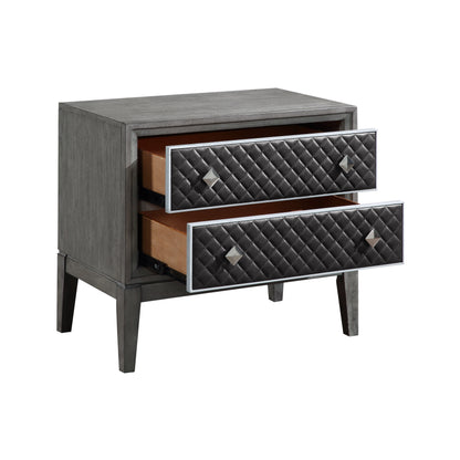 Modern Gray Nightstand with 2 Drawers - Storage & Style