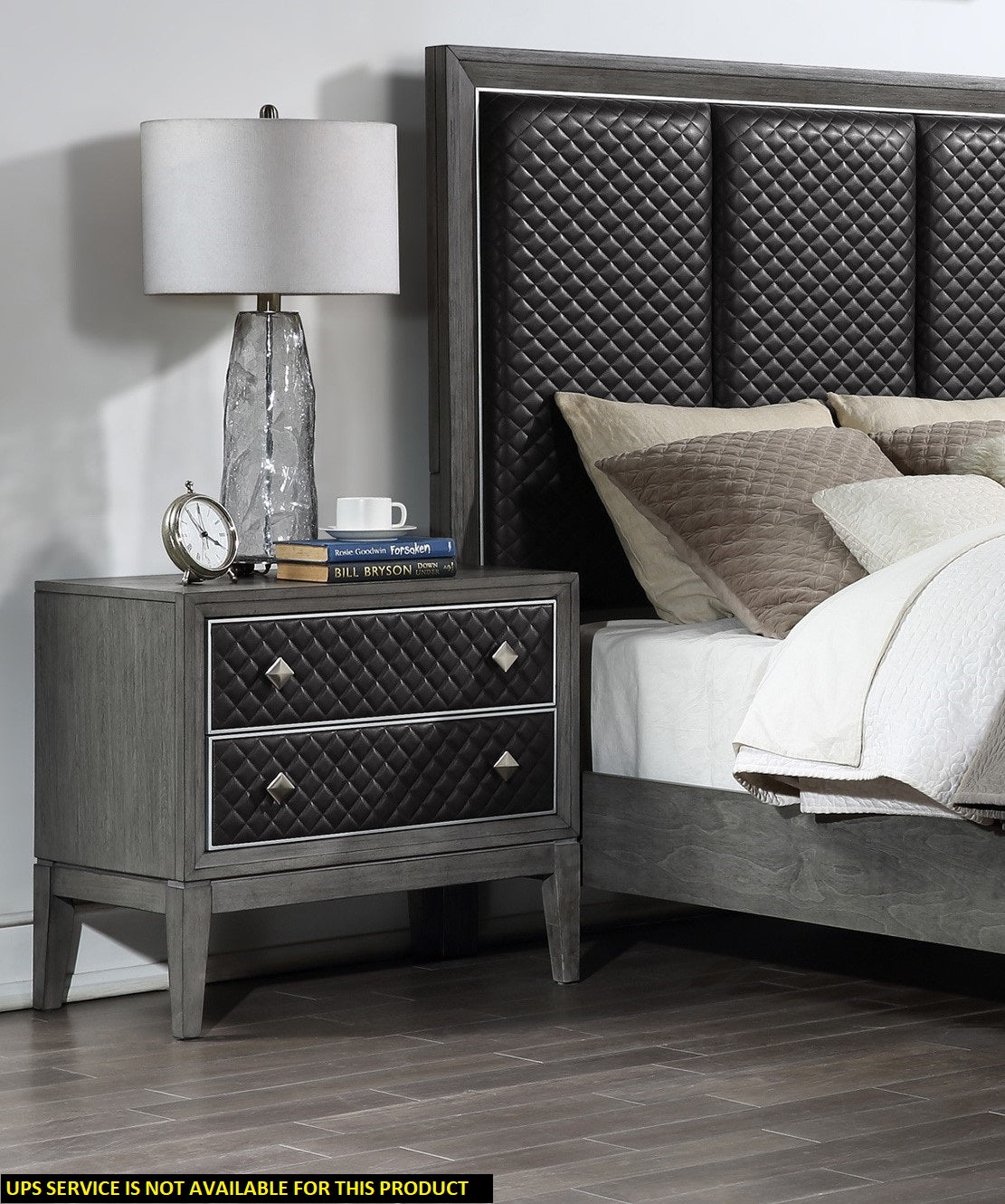 Modern Gray Nightstand with 2 Drawers - Storage & Style