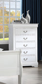 1pc White Finish Five Drawers Louis Philip Chest Solid Wood Contemporary Sleek Ample Storage