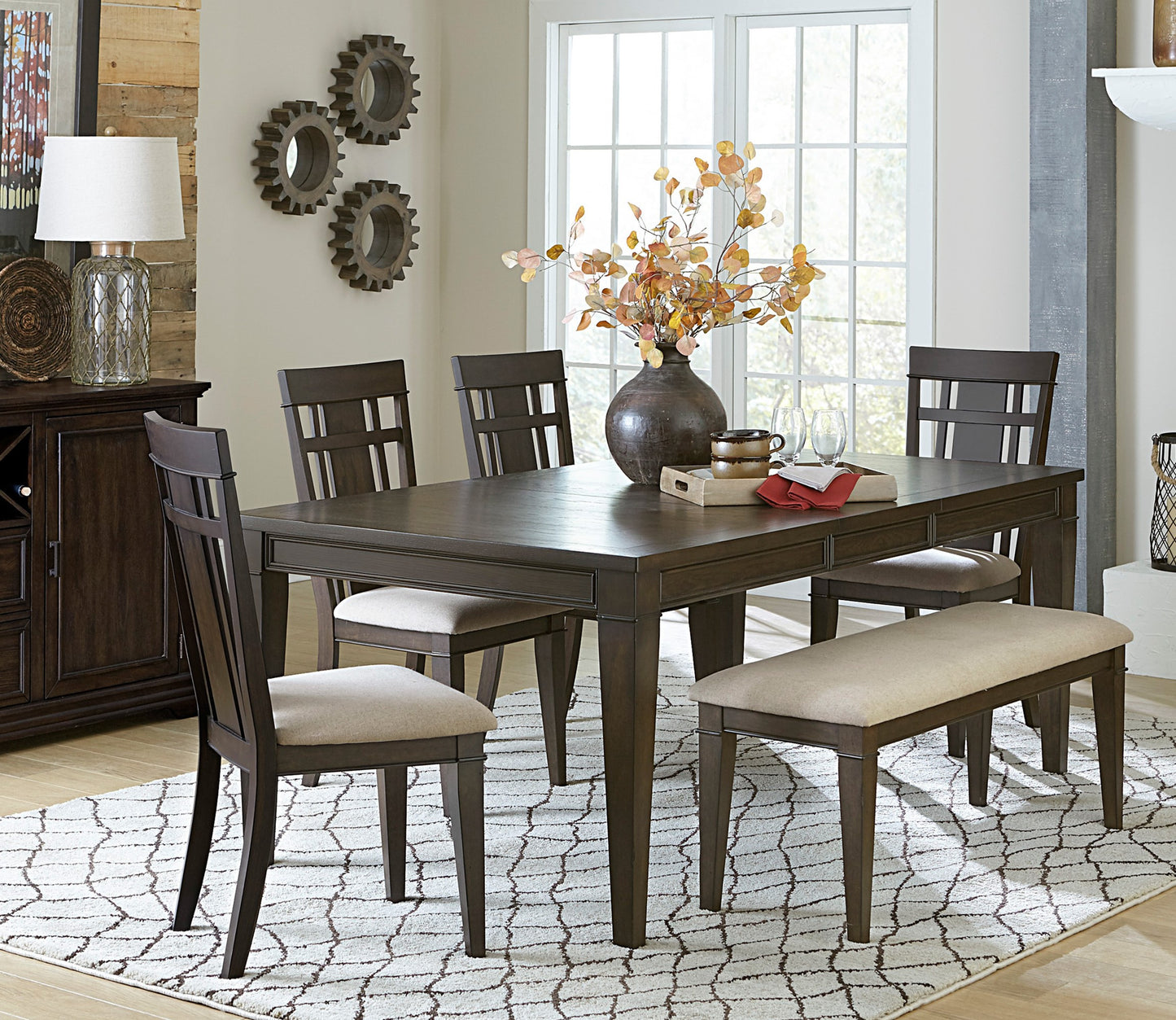 Dark Brown Wood Dining Bench - 48 Inch