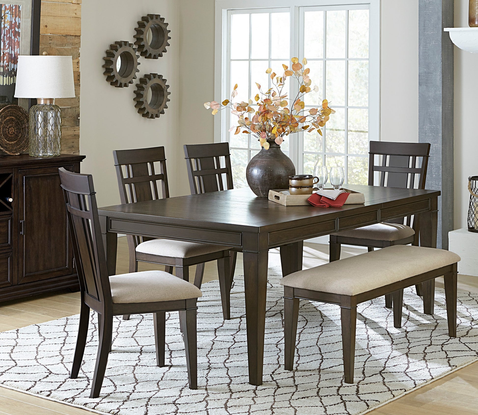 Dark Brown Wood Dining Bench - 48 Inch