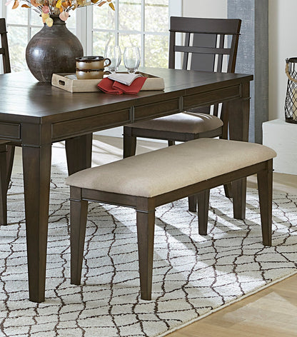 Dark Brown Wood Dining Bench - 48 Inch
