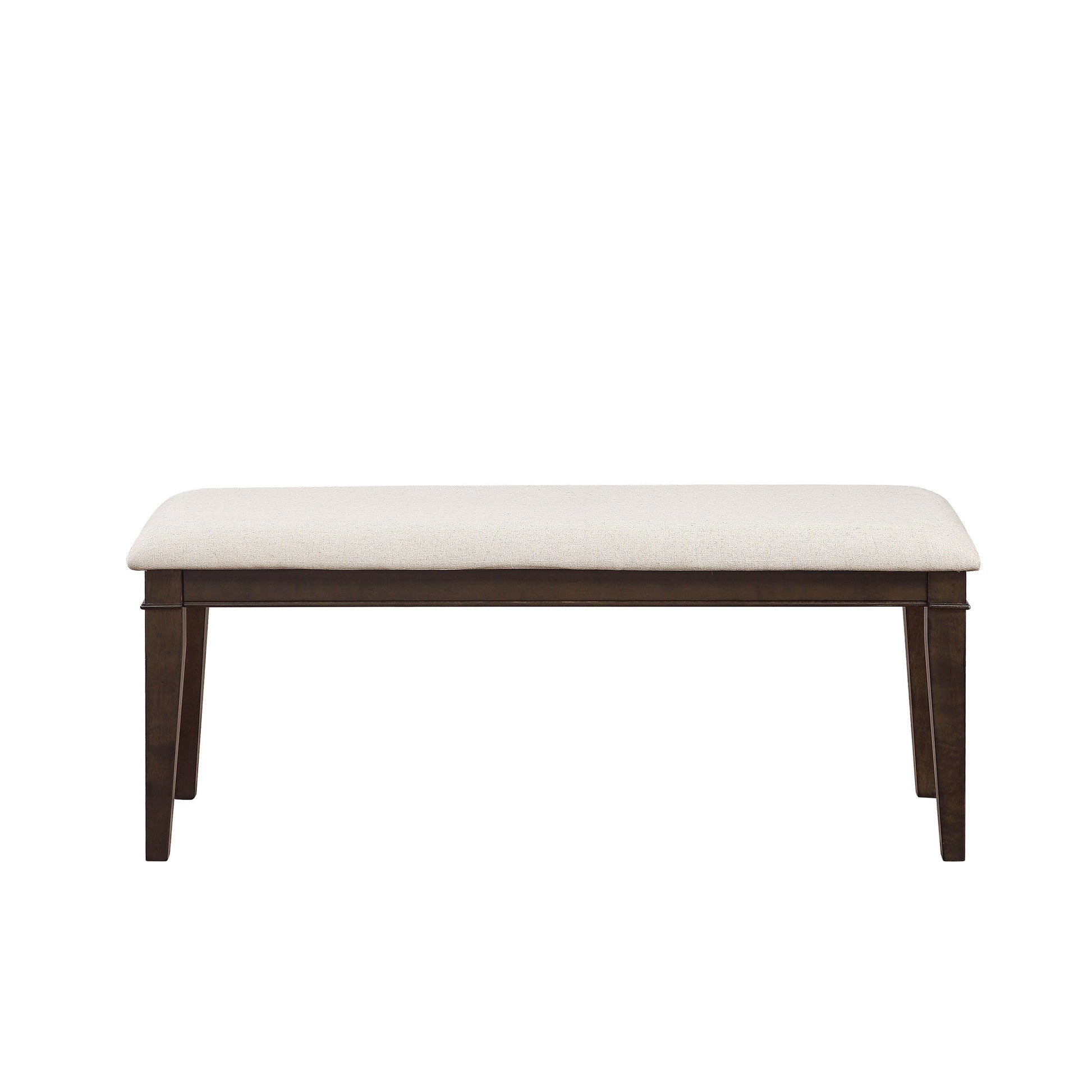 Dark Brown Finish 48-inch Bench 1pc Beige Fabric Upholstered Seat Classic Look Dining Wooden Furniture