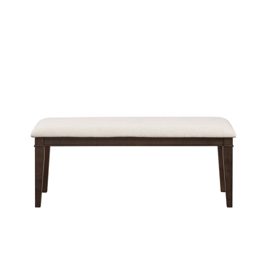 Dark Brown Finish 48-inch Bench 1pc Beige Fabric Upholstered Seat Classic Look Dining Wooden Furniture
