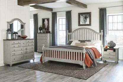 Classic Light Gray Nightstand with 2 Drawers & Storage - Farmhouse Style