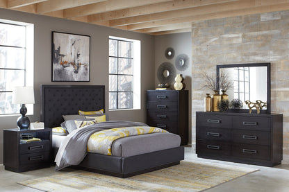 Charcoal Wood Bedside Cabinet with 2 Drawers