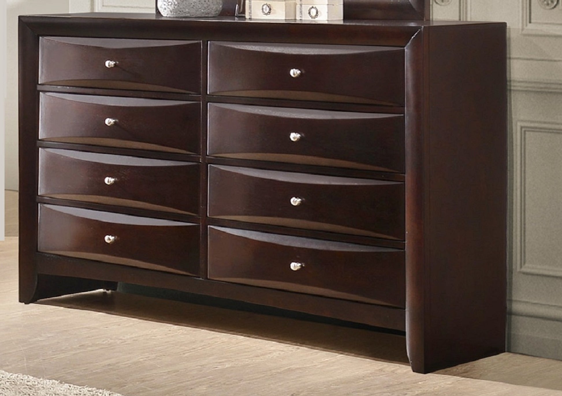 8 Drawer Brown Wood Dresser - Contemporary Bedroom Furniture