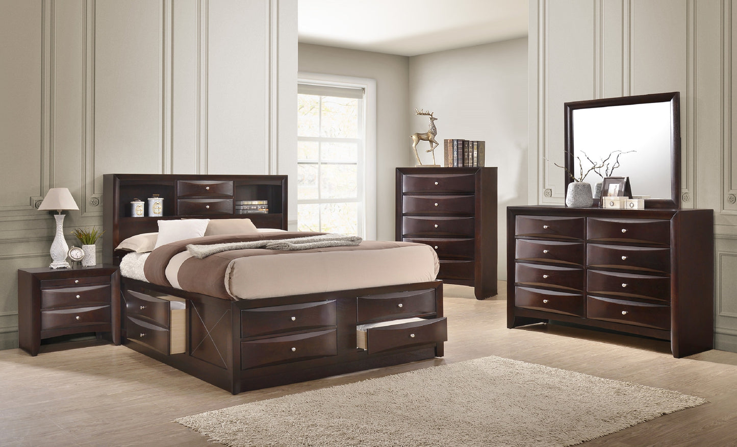 8 Drawer Brown Wood Dresser - Contemporary Bedroom Furniture