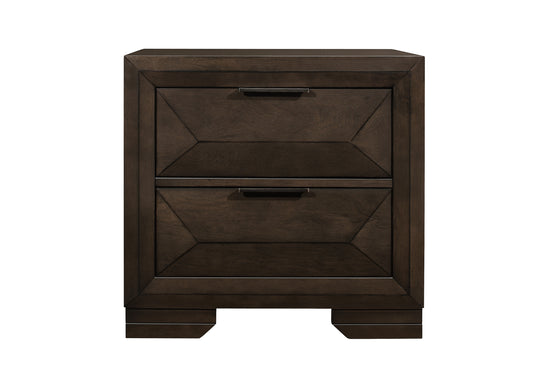 Contemporary Design 2-Drawers Nightstand 1pc Bedroom Furniture Warm Espresso Finish Raised Panel Front