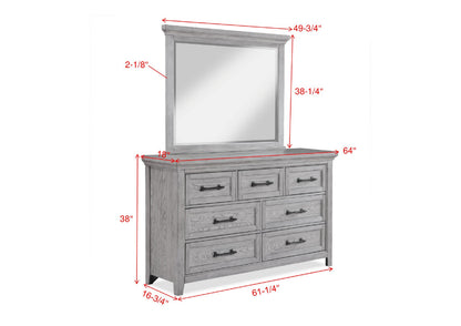 Light Gray Wood Dresser - 64" Bedroom Storage