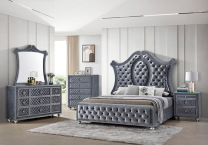 Gray 9-Drawer Dresser - Bedroom Glam Furniture