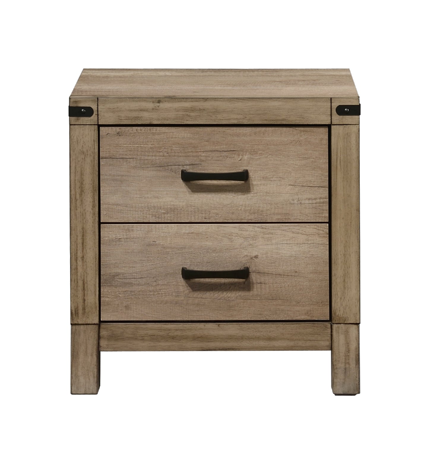 Brown Two Drawer Bedside Cabinet - Rustic Nightstand