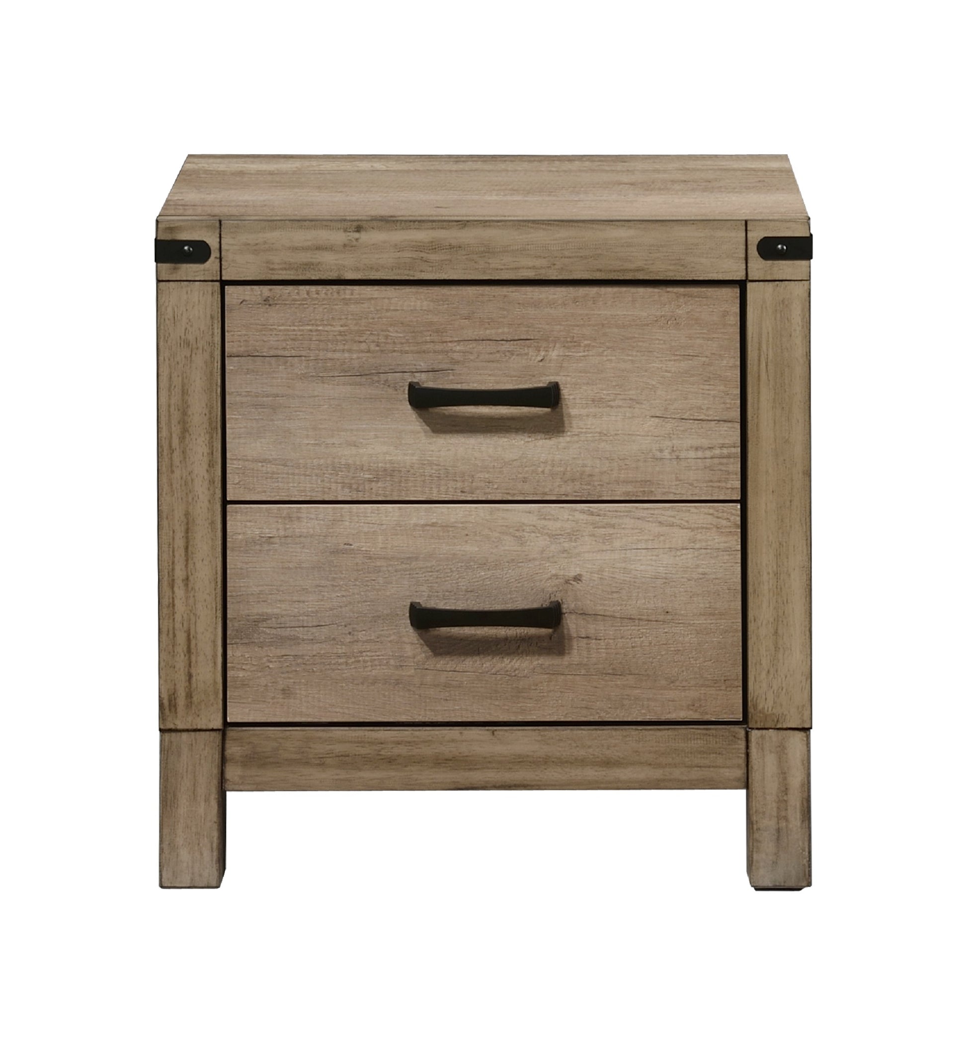 Brown Two Drawer Bedside Cabinet - Rustic Nightstand