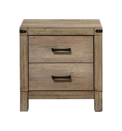 Brown Two Drawer Bedside Cabinet - Rustic Nightstand
