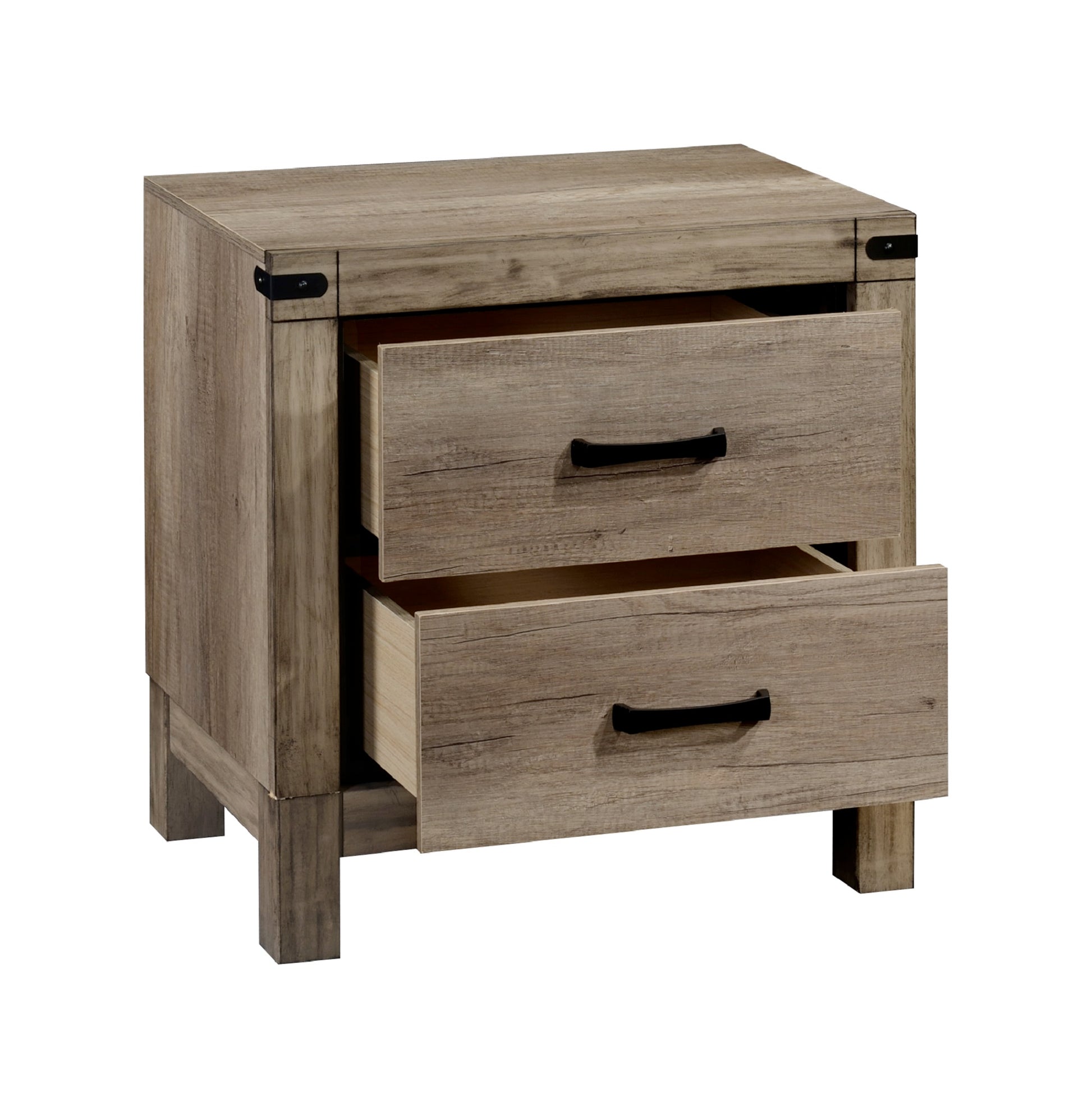 Brown Two Drawer Bedside Cabinet - Rustic Nightstand
