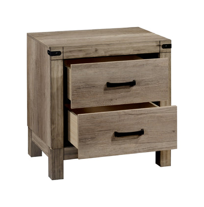Brown Two Drawer Bedside Cabinet - Rustic Nightstand
