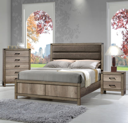 Brown Two Drawer Bedside Cabinet - Rustic Nightstand