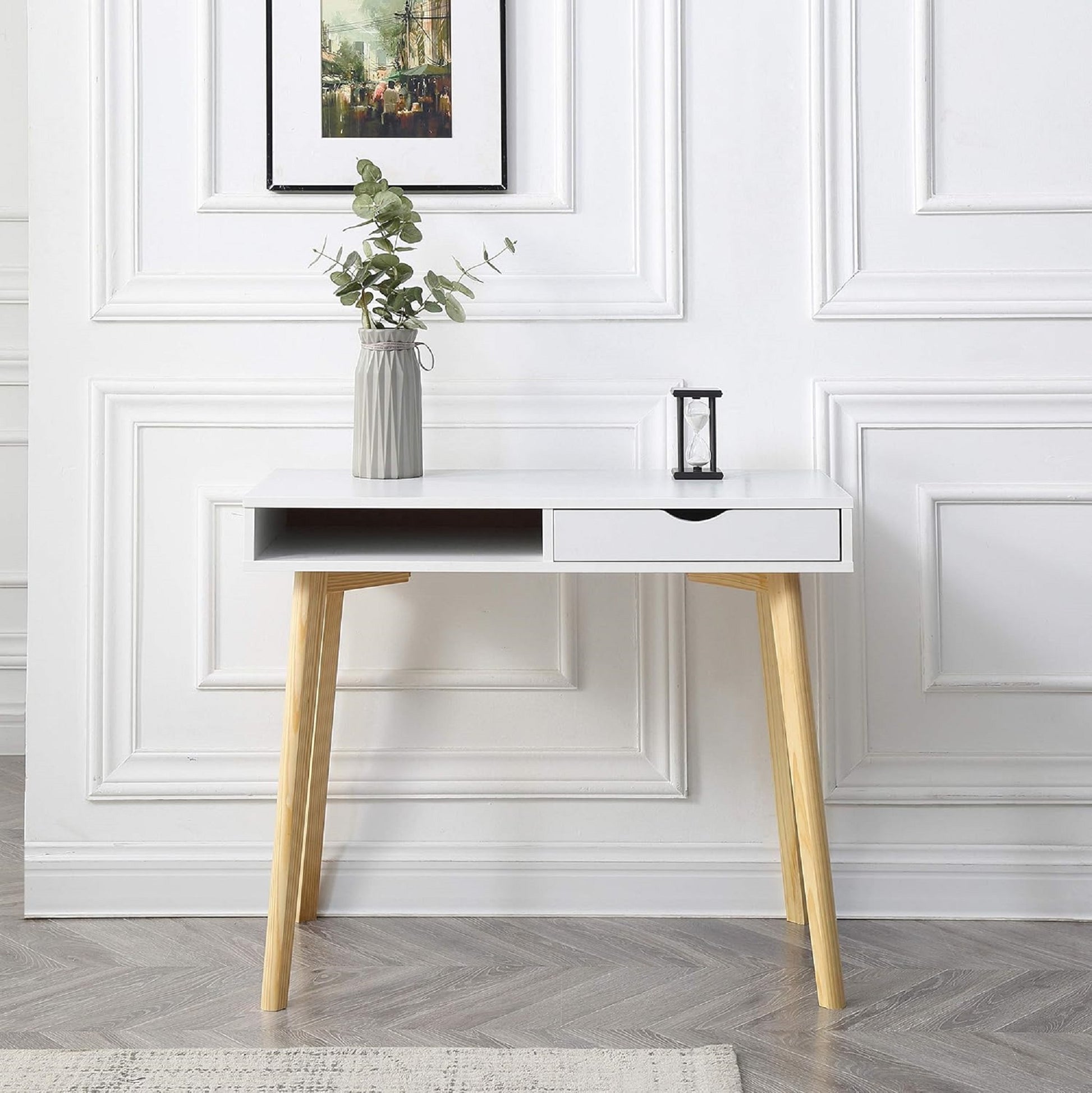 1pc Desk White Natural Finish Wood Finish Home Office Store Documents Office Supplies
