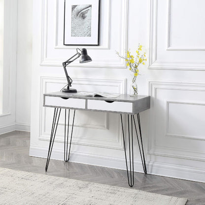 Modern Table 1pc Laurel Small Desk with Drawers for Bedroom Study Home Office Dorm Stylish Computer Vanity Use Marbling Design Black Gray