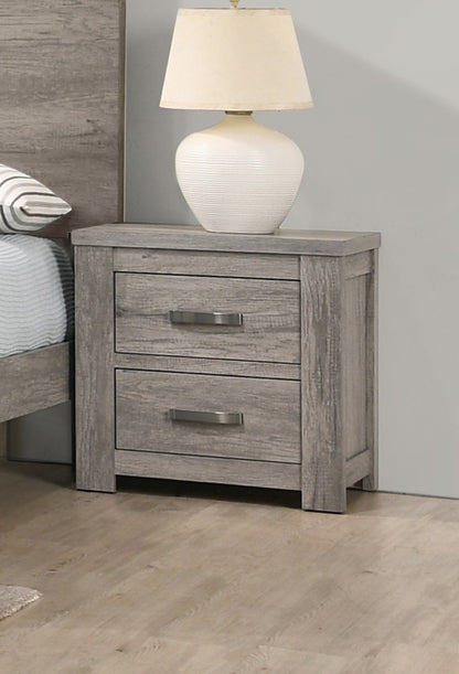 Light Grey Bedroom Nightstand - 2 Drawers Solidwood