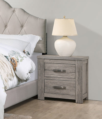 Light Grey Bedroom Nightstand - 2 Drawers Solidwood