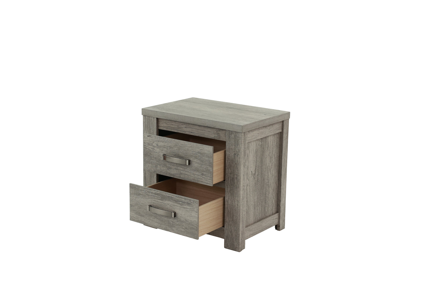 Light Grey Bedroom Nightstand - 2 Drawers Solidwood