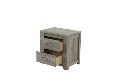Light Grey Bedroom Nightstand - 2 Drawers Solidwood