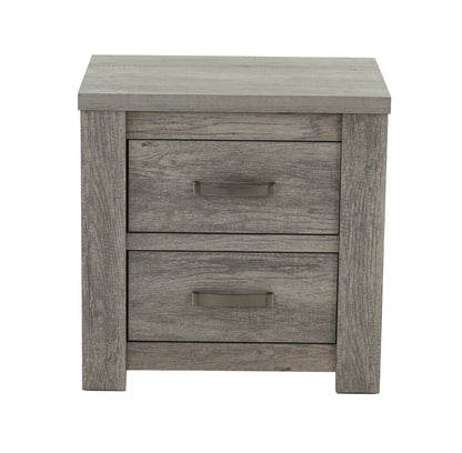 Bedroom Furniture Rustic Light Grey Simple 1pc Nightstand 2-Drawers Bed Side Table Solidwood