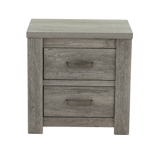 Bedroom Furniture Rustic Light Grey Simple 1pc Nightstand 2-Drawers Bed Side Table Solidwood