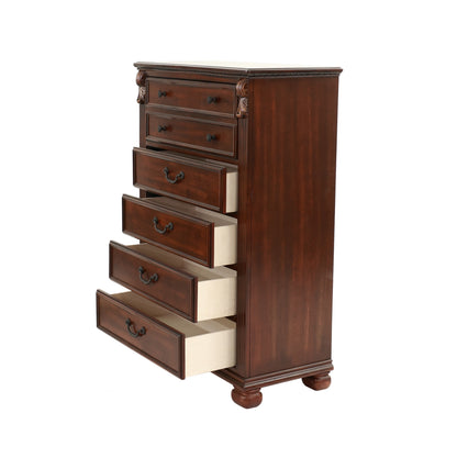 Dark Cherry 5-Drawer Chest - Bedroom Storage
