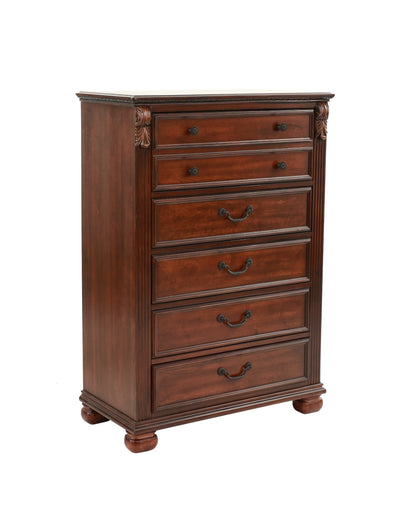 Dark Cherry 5-Drawer Chest - Bedroom Storage