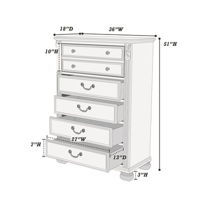 Antique Silver Chest of Drawers - Bedroom Storage Dresser