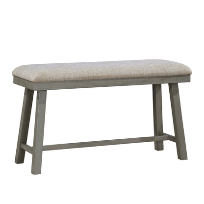 Light Gray Finish Counter Height Bench Foam Cushioned Seat Industrial Design Kitchen Dining Furniture 1pc