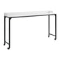 White Finish Multipurpose Over the Bed Desk with Adjustable Height, Metal Legs with Casters, Overbed Table 1pc, Laptop Table for Bed, Breakfast Table