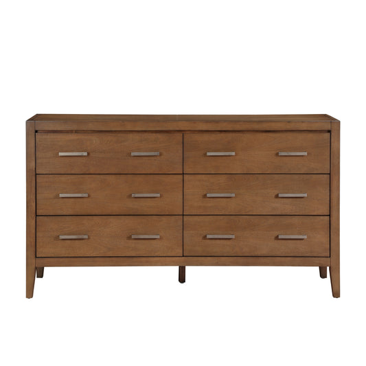 Transitional Bedroom Furniture 1pc Dresser of 6x Drawers Light Brown Finish Wooden