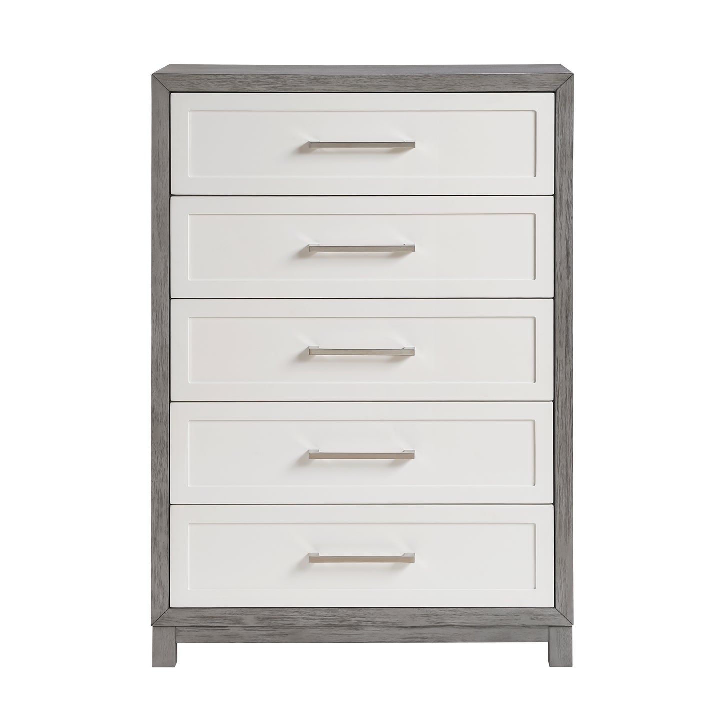 Five Drawers Chest Ivory and Gray Finish Bedroom Furniture 1pc