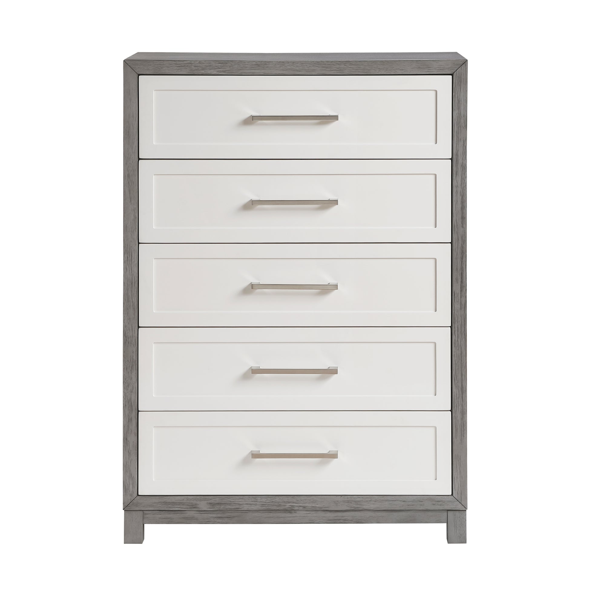 Five Drawers Chest Ivory and Gray Finish Bedroom Furniture 1pc