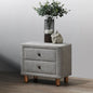 Classic Gray Two Drawers Nightstand 1pc Wooden Legs Plush Boucle Upholstered Bedroom Furniture