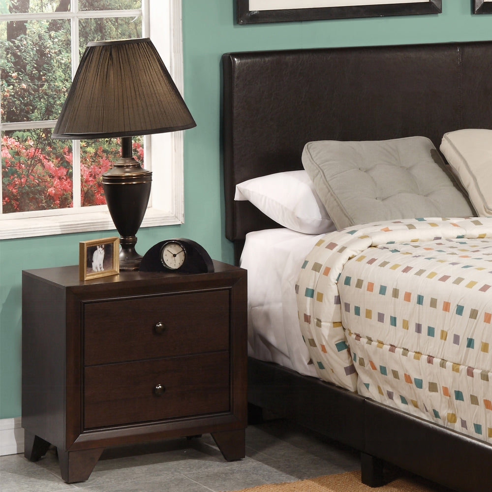Espresso Finish 2-Drawers Nightstand Wooden Casual Bedroom Furniture 1pc
