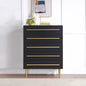 Contemporary 5-Drawer Chest with Gold Accent, 1 Piece Drawer Dresser for Bedroom, Wooden Storage Unit, Black