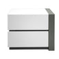 Modern Lacquer Nightstand Table with 2 Drawer for Bedroom Living Room, Wooden Bedside Table, White/Silver
