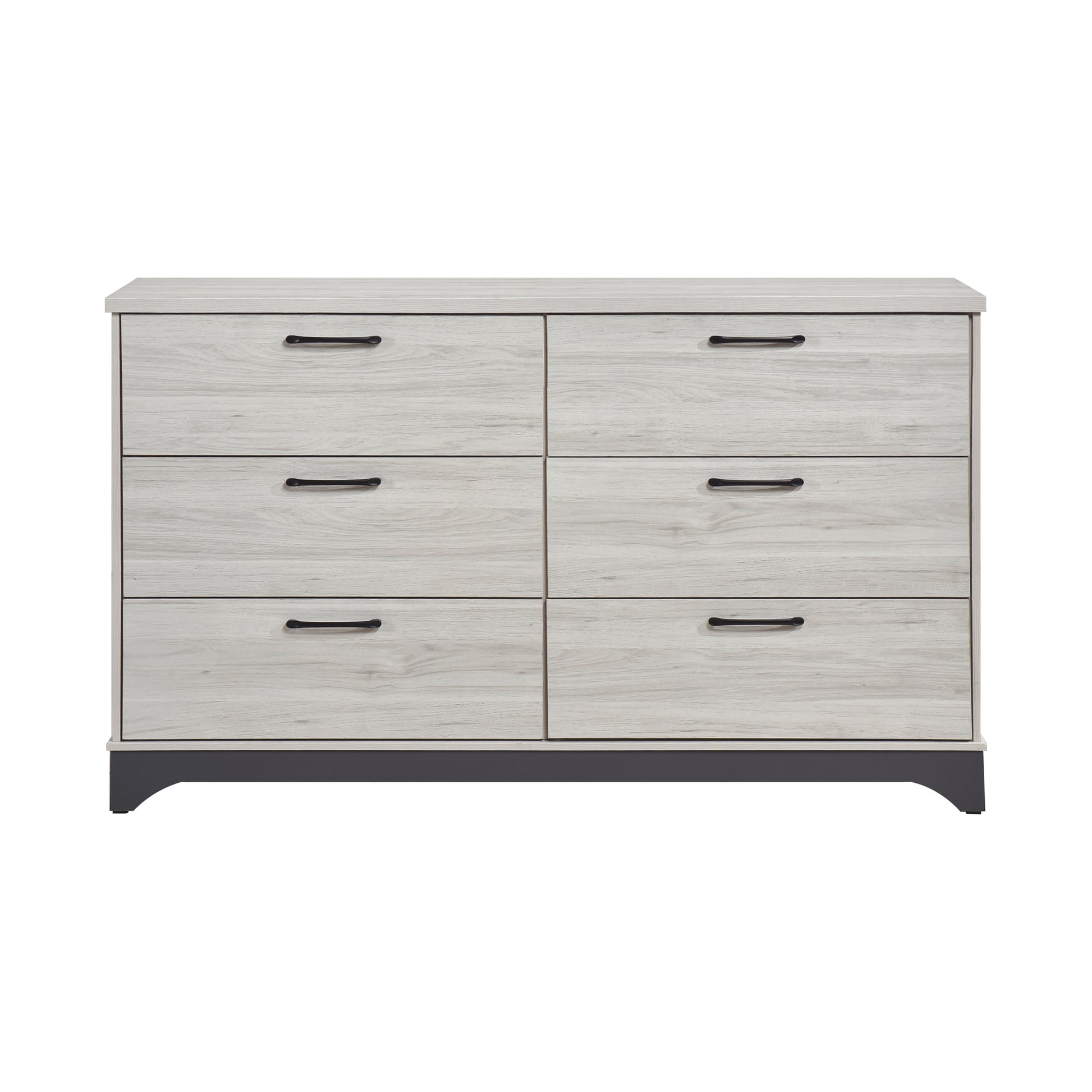Contemporary 6-Drawer Storage Dresser Wooden Bedroom Furniture 1pc Two-Tone Finish White Oak and Gray