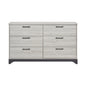 Contemporary 6-Drawer Storage Dresser Wooden Bedroom Furniture 1pc Two-Tone Finish White Oak and Gray