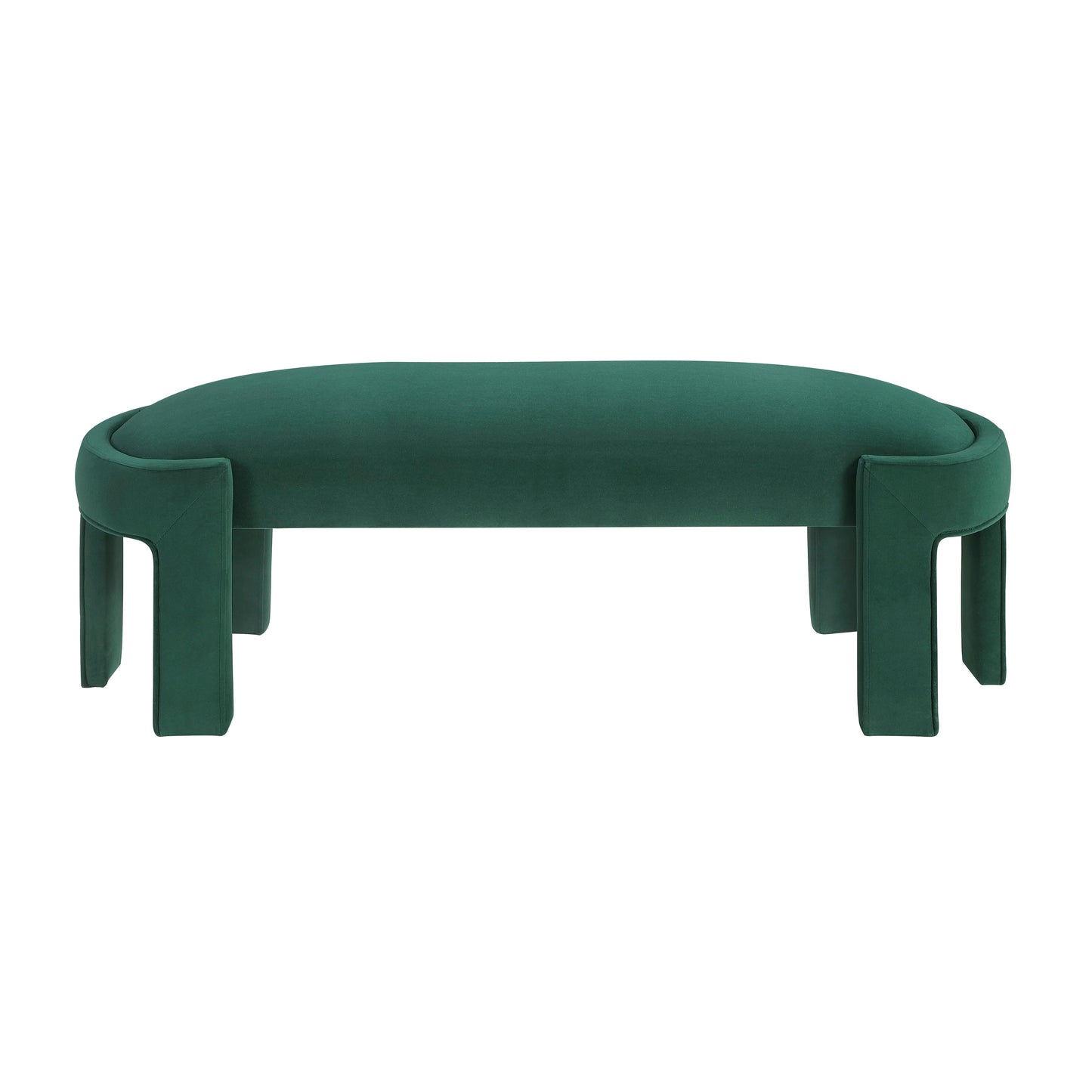 Green Velvet Plywood Bench - 54" Bedroom Accent Piece