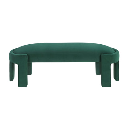 Green Velvet Plywood Bench - 54" Bedroom Accent Piece