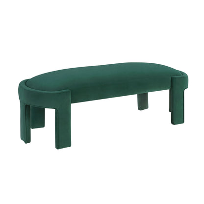Green Velvet Plywood Bench - 54" Bedroom Accent Piece