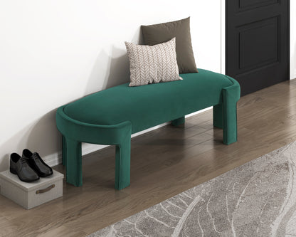 Green Velvet Plywood Bench - 54" Bedroom Accent Piece