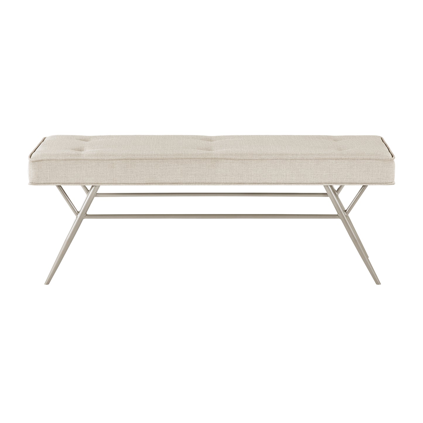 Upholstered Bench - Beige Champagne Metal Legs
